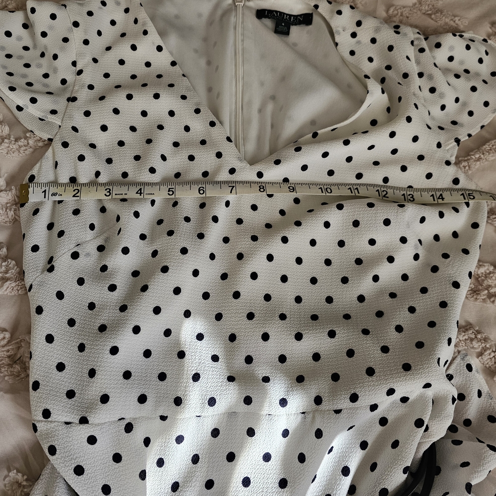 Ralph Lauren White Midi Dress with Black Polka Dots - Picture 2 of 10
